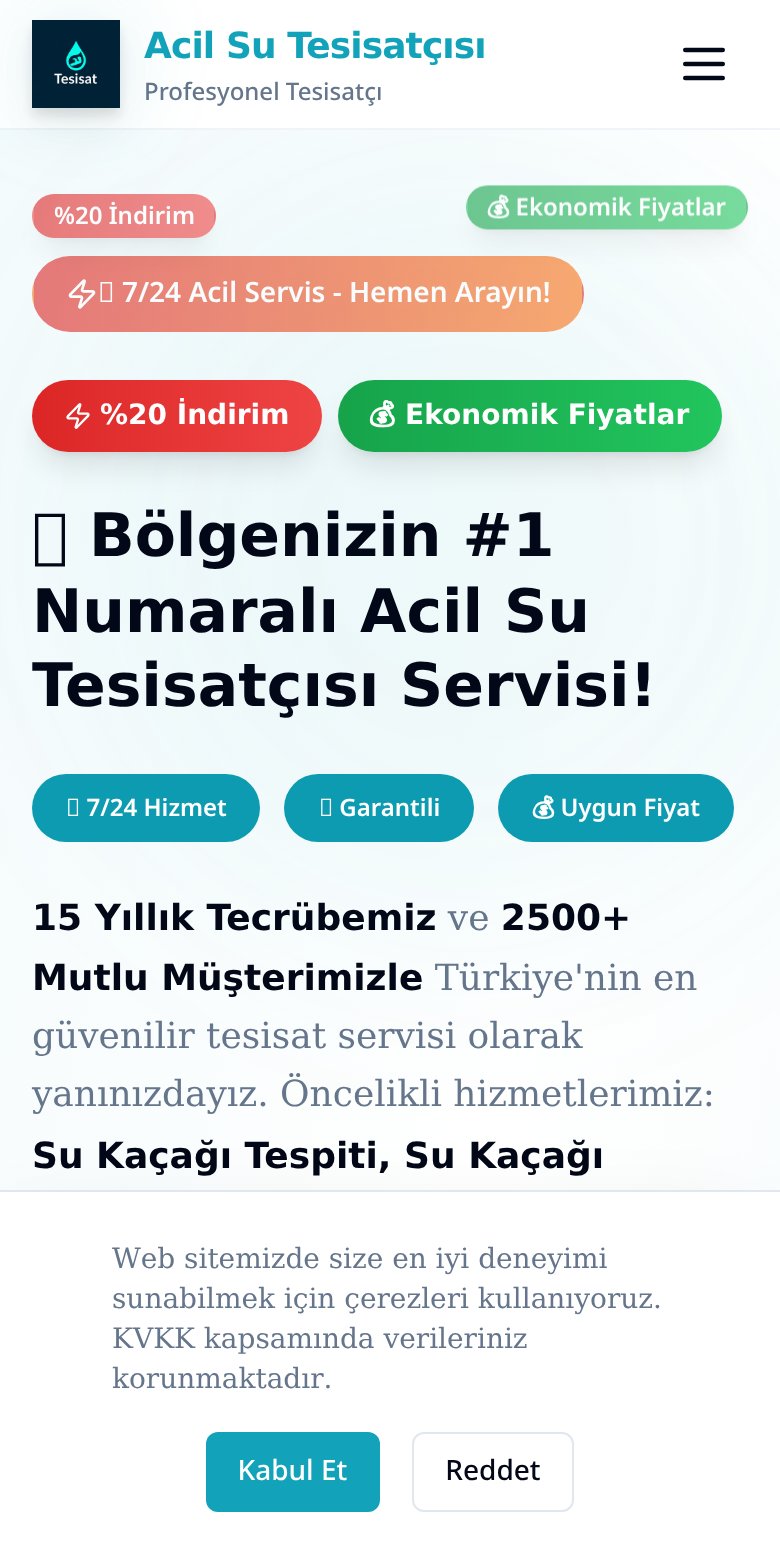 Acil Tesisat web sitesi ekran görüntüsü