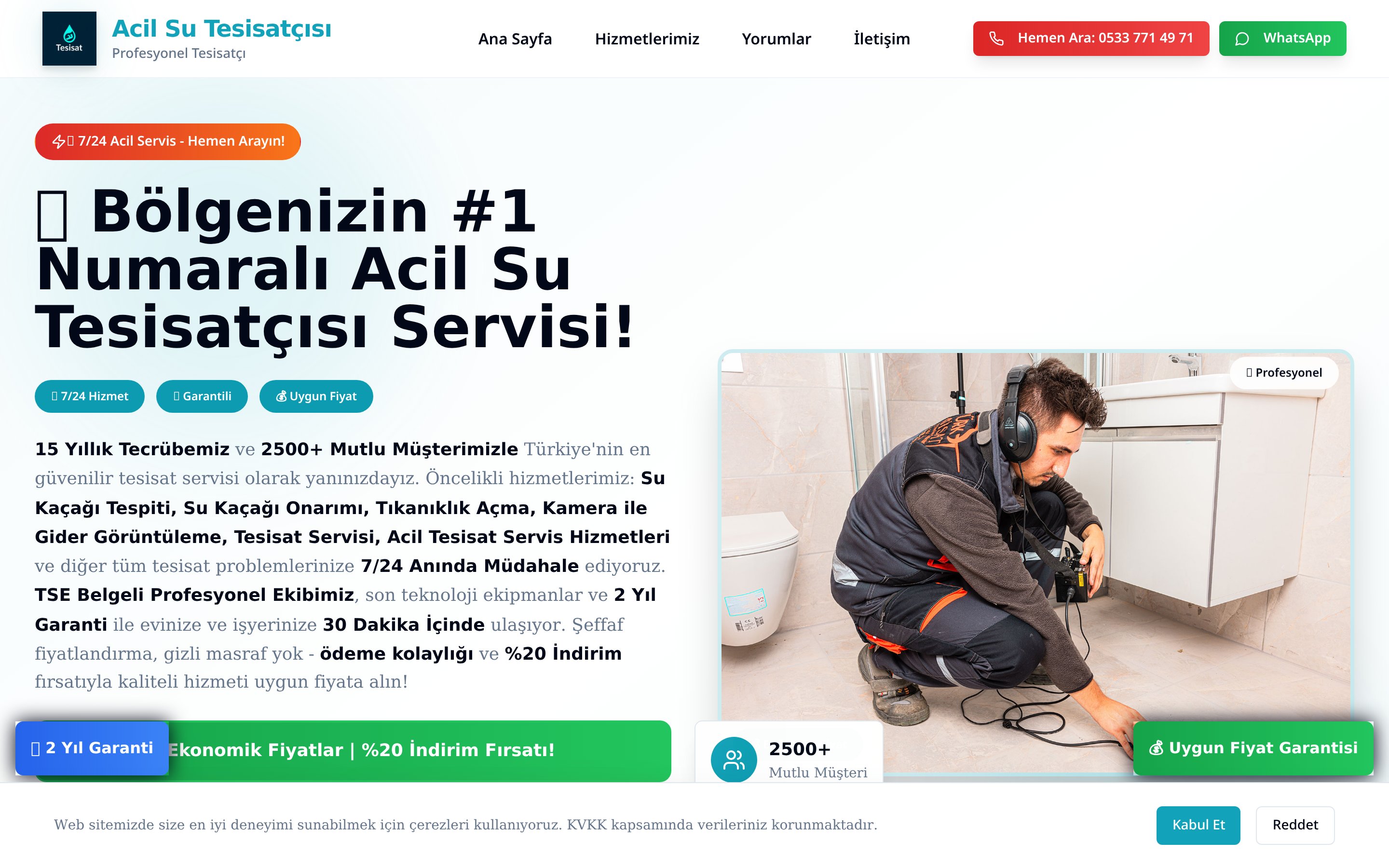Acil Tesisat web sitesi ekran görüntüsü