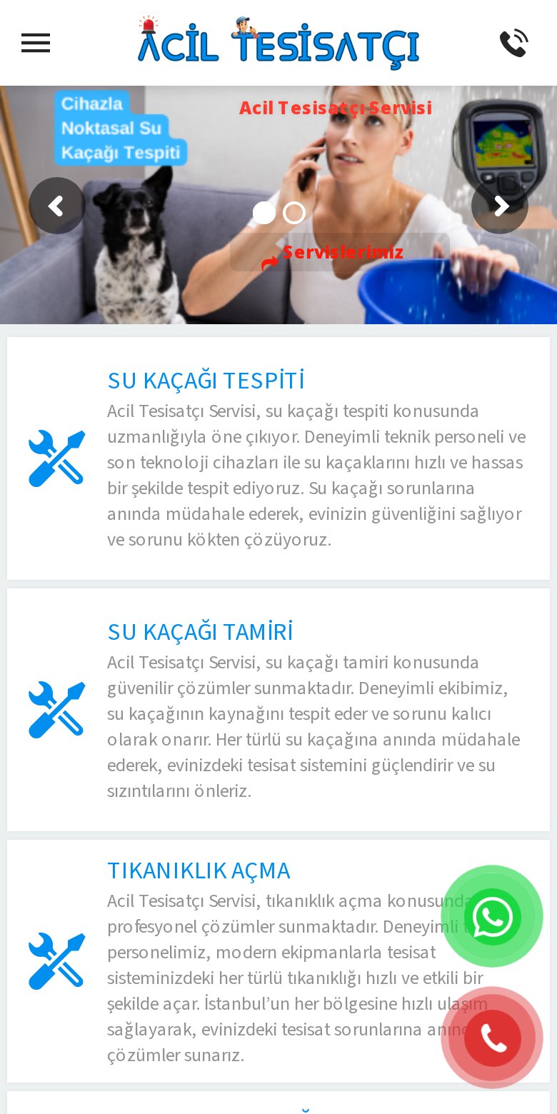 Acil Tesisatçı web sitesi ekran görüntüsü