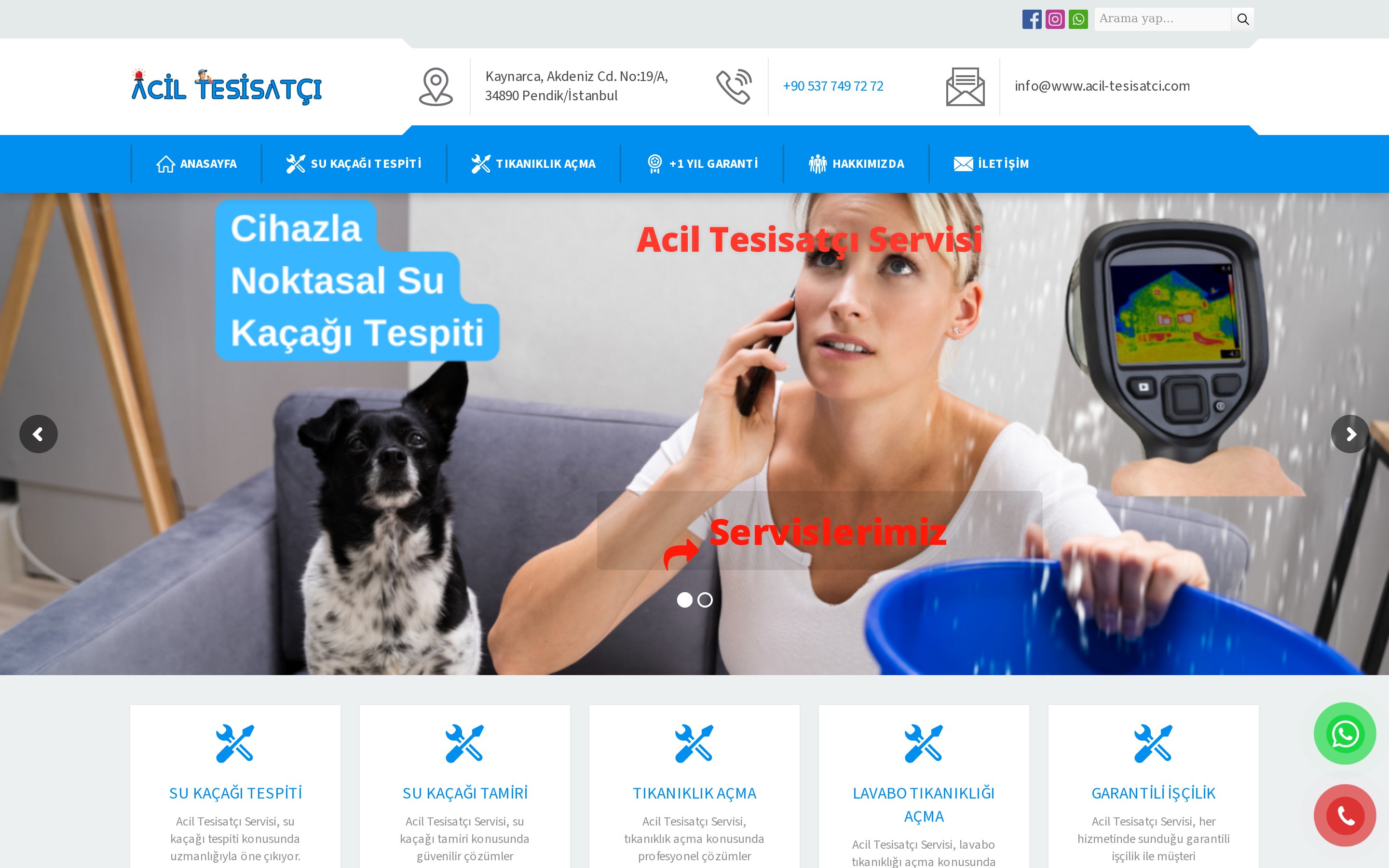 Acil Tesisatçı web sitesi ekran görüntüsü